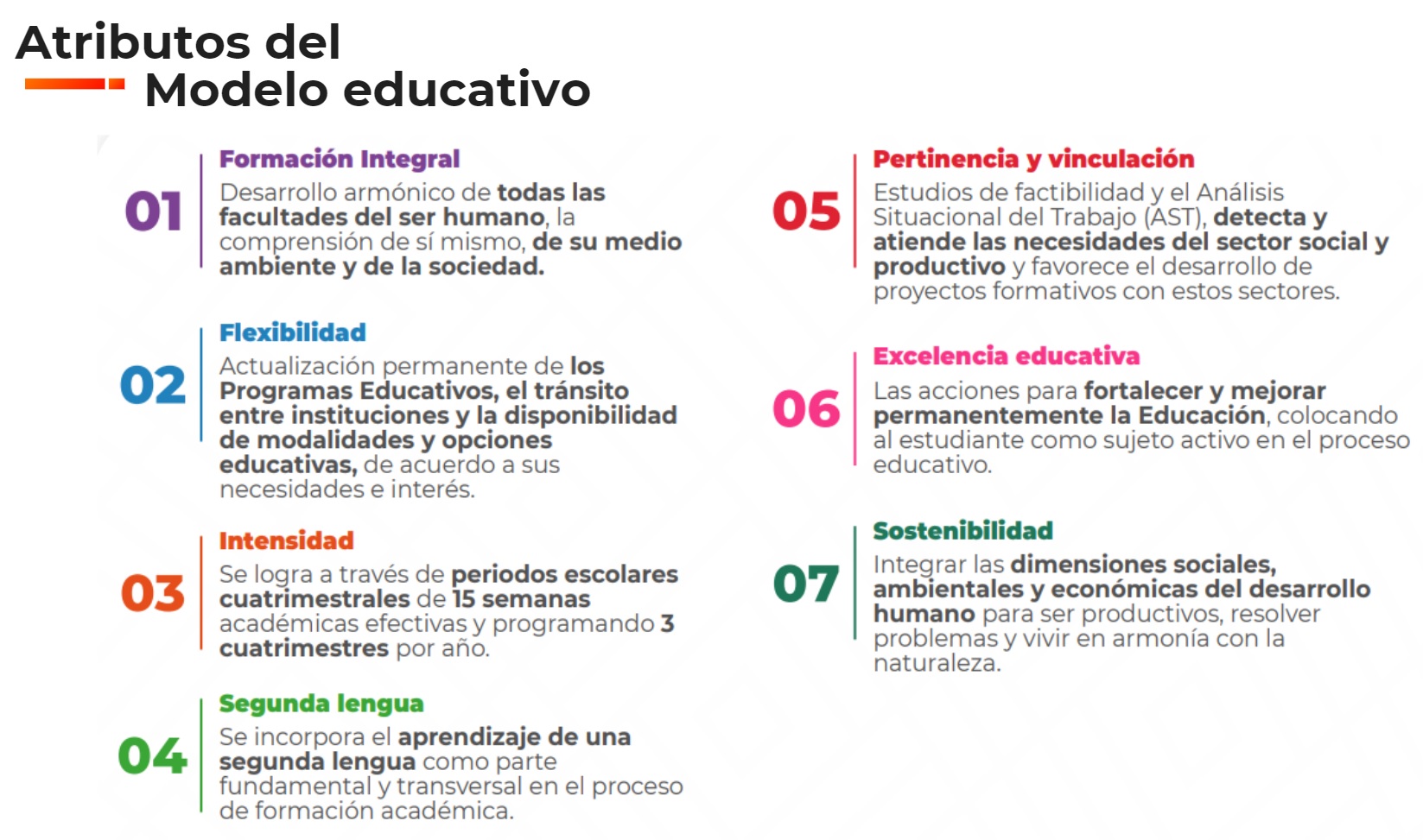 Atributos del modelo educativo